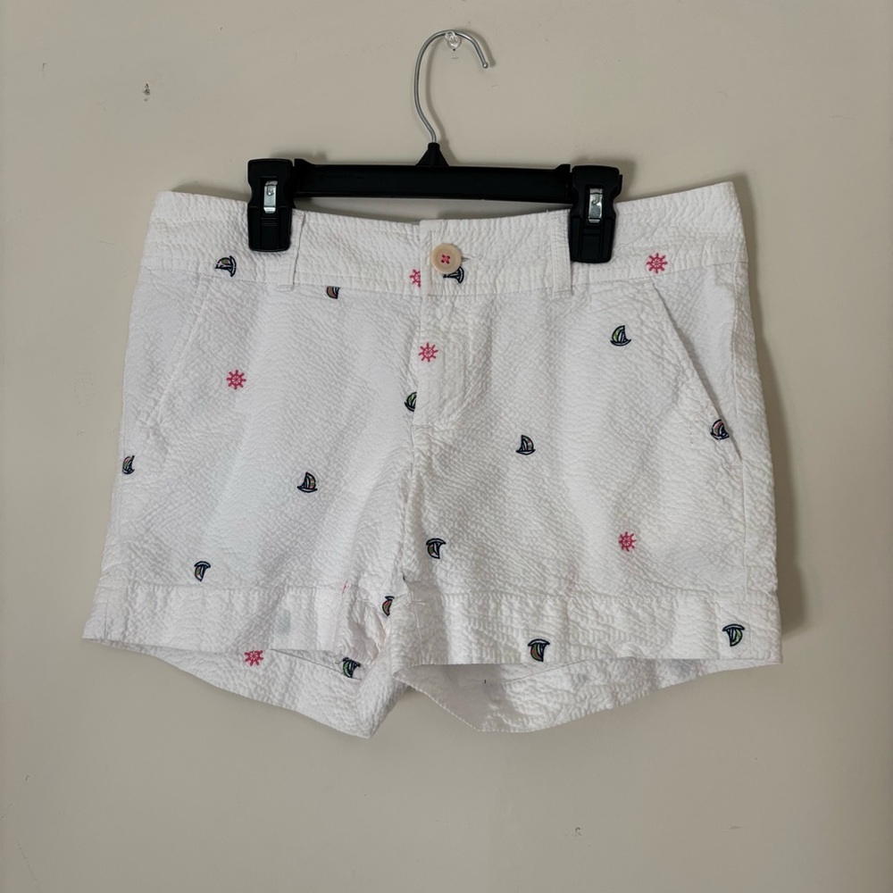 Lilly Pulitzer White Shorts with Pink and Blue Embroidery